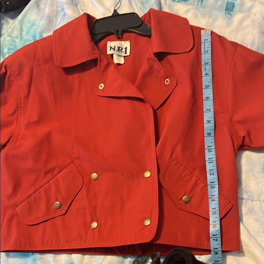 N. R. 1 Vibrant Red Bomber Jacket, Size 10 - Picture 9 of 9